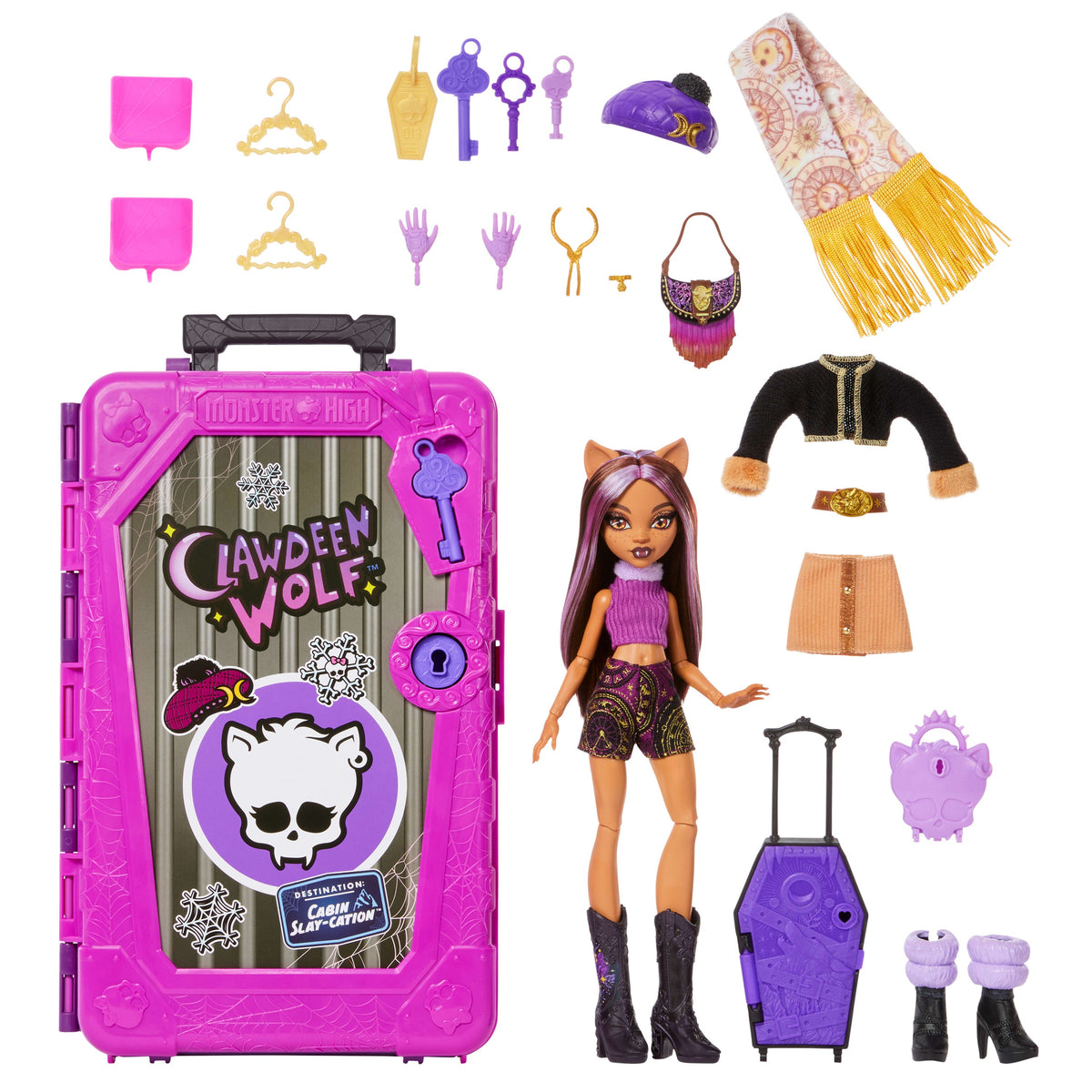 Monster High Skulltimate Secrets Cabin Slay-Cation Playset, Clawdeen Wolf Doll And Accessories