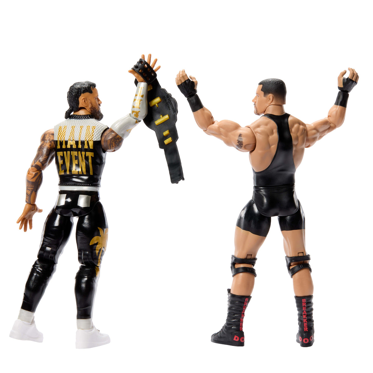 WWE Main EVent Showdown Bron Breakker vs Jey Uso Action Figures Set, Series #25, 6-inch Collectibles
