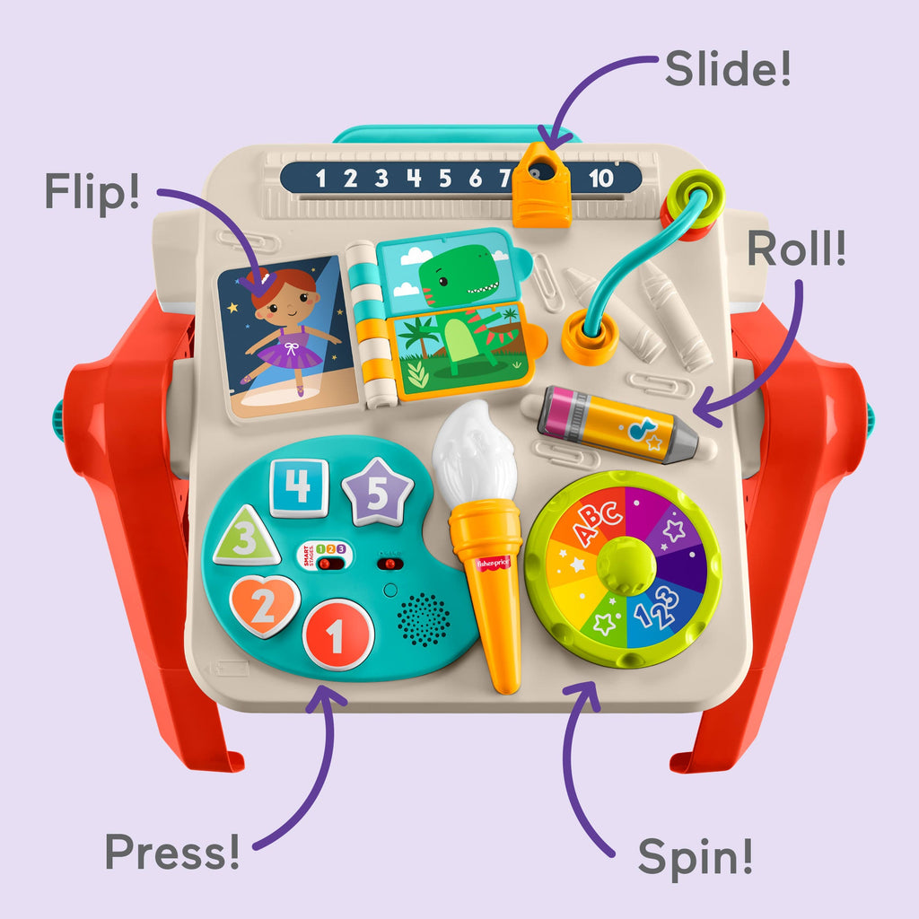 Fisher-Price Laugh & Learn 4-In-1 Activity Table & Easel, Electronic Learning Toy For Baby & Toddler