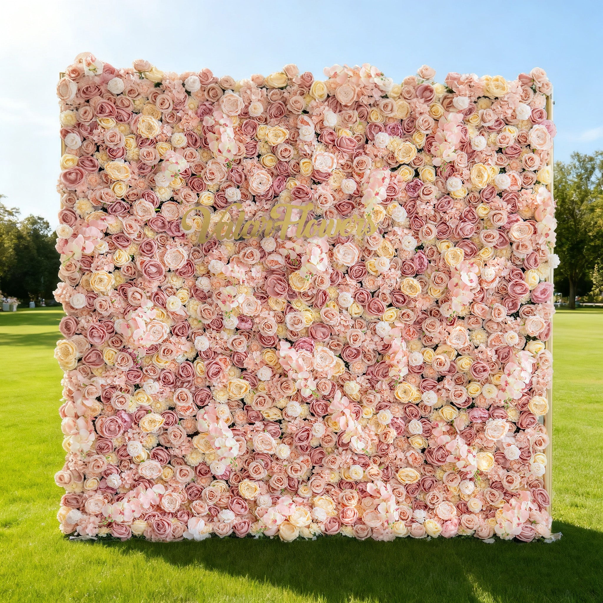 Valar Flowers Exquisite Artificial Flower Backdrop in Soft Pink and Cream Hues for Weddings. Parties and Events-VF-360