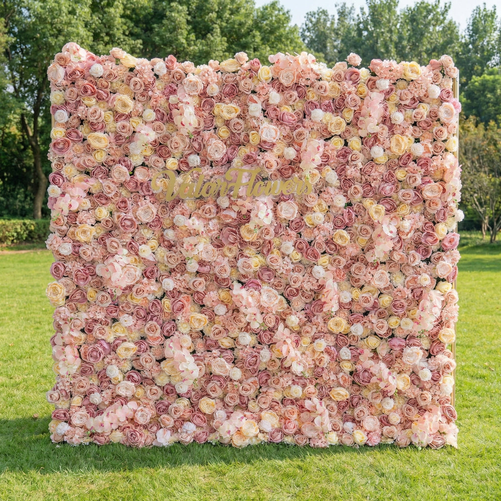 Valar Flowers Exquisite Artificial Flower Backdrop in Soft Pink and Cream Hues for Weddings. Parties and Events-VF-360