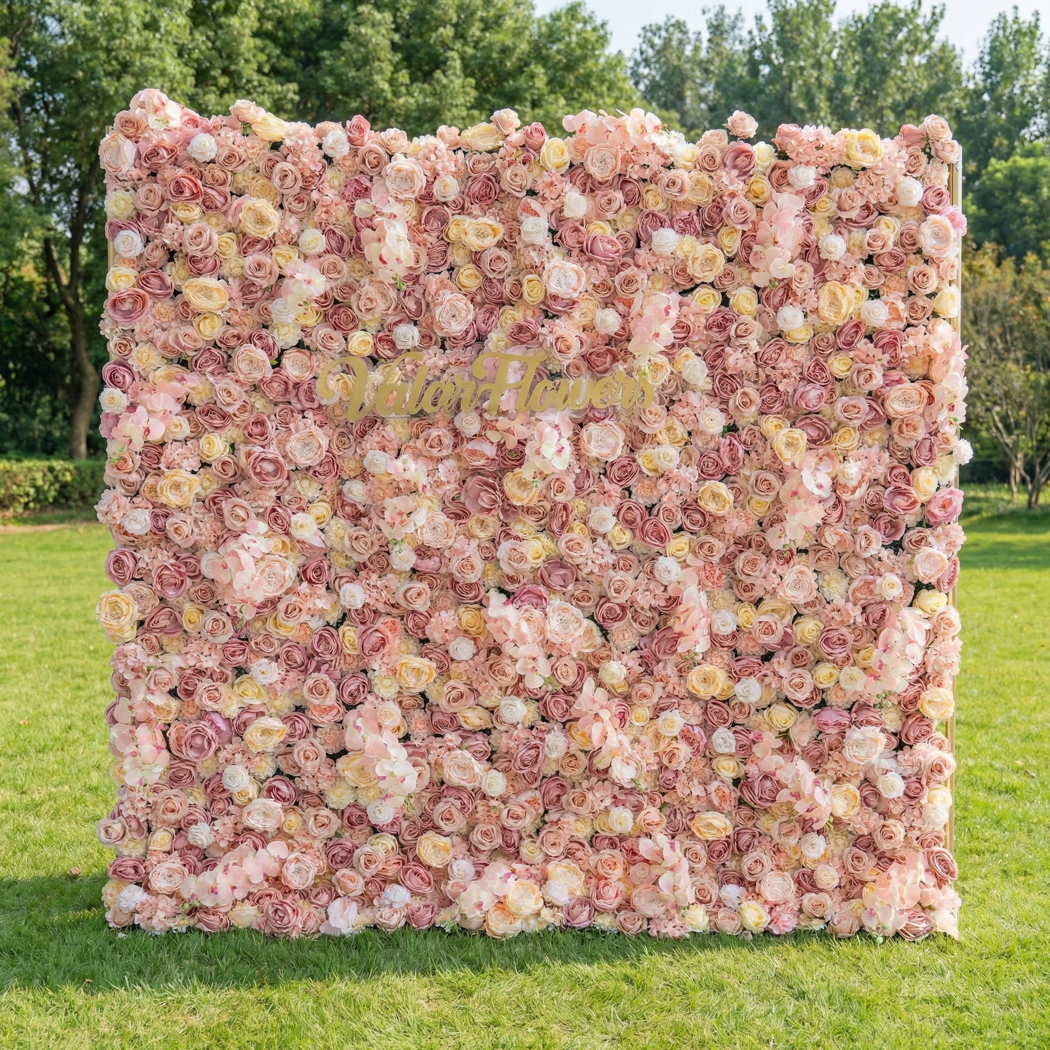 Valar Flowers Exquisite Artificial Flower Backdrop in Soft Pink and Cream Hues for Weddings. Parties and Events-VF-360