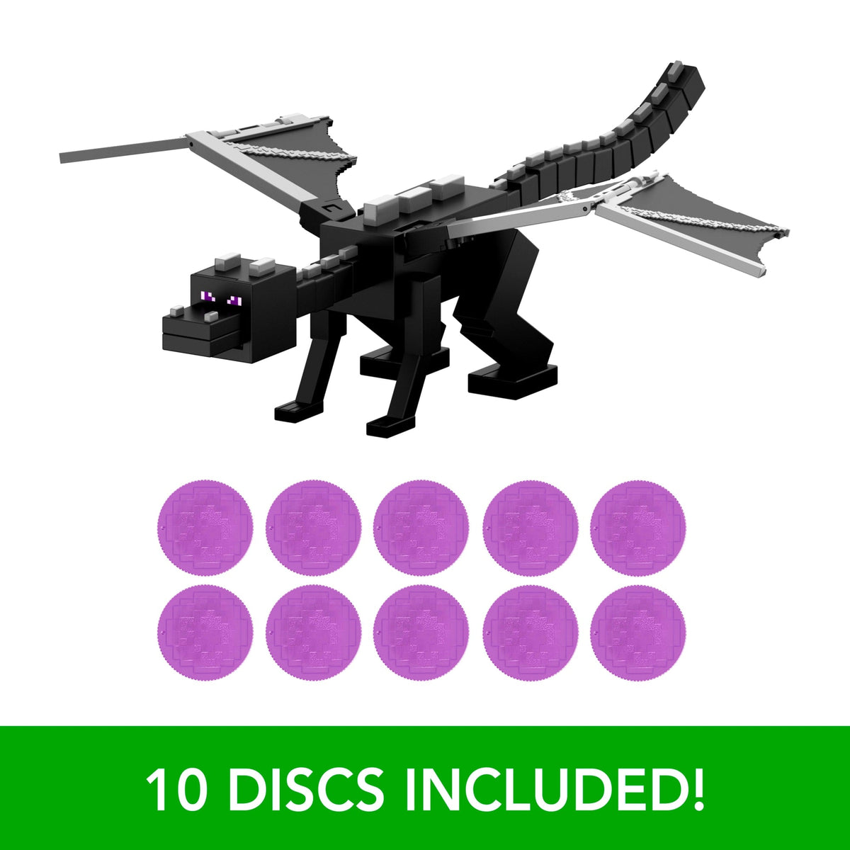 Minecraft DragonS Breath Attack Ender Dragon Action Figure With 10 Discs, 20-Inch Wingspan