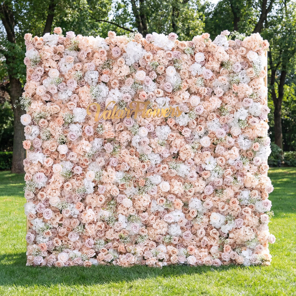Luxurious Floral Backdrop - Elegant White. Blush. and Nude Artificial Flower Wall for Weddings. Events. and Special Occasions-VF-374-1