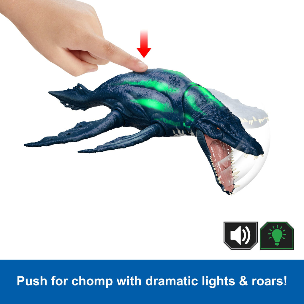 Jurassic World Wild Roar Brachauchenius Dinosaur Action Figure Toy, Attack, Light & Sound, Scan Code