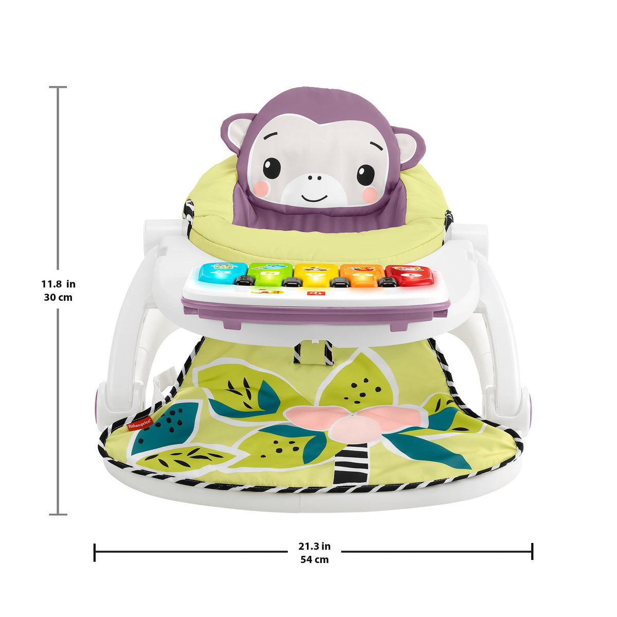 Fisher-Price Kick & Play Deluxe Sit-Me-Up Seat, Purple Monkey Baby Chair & Piano Learning Toy