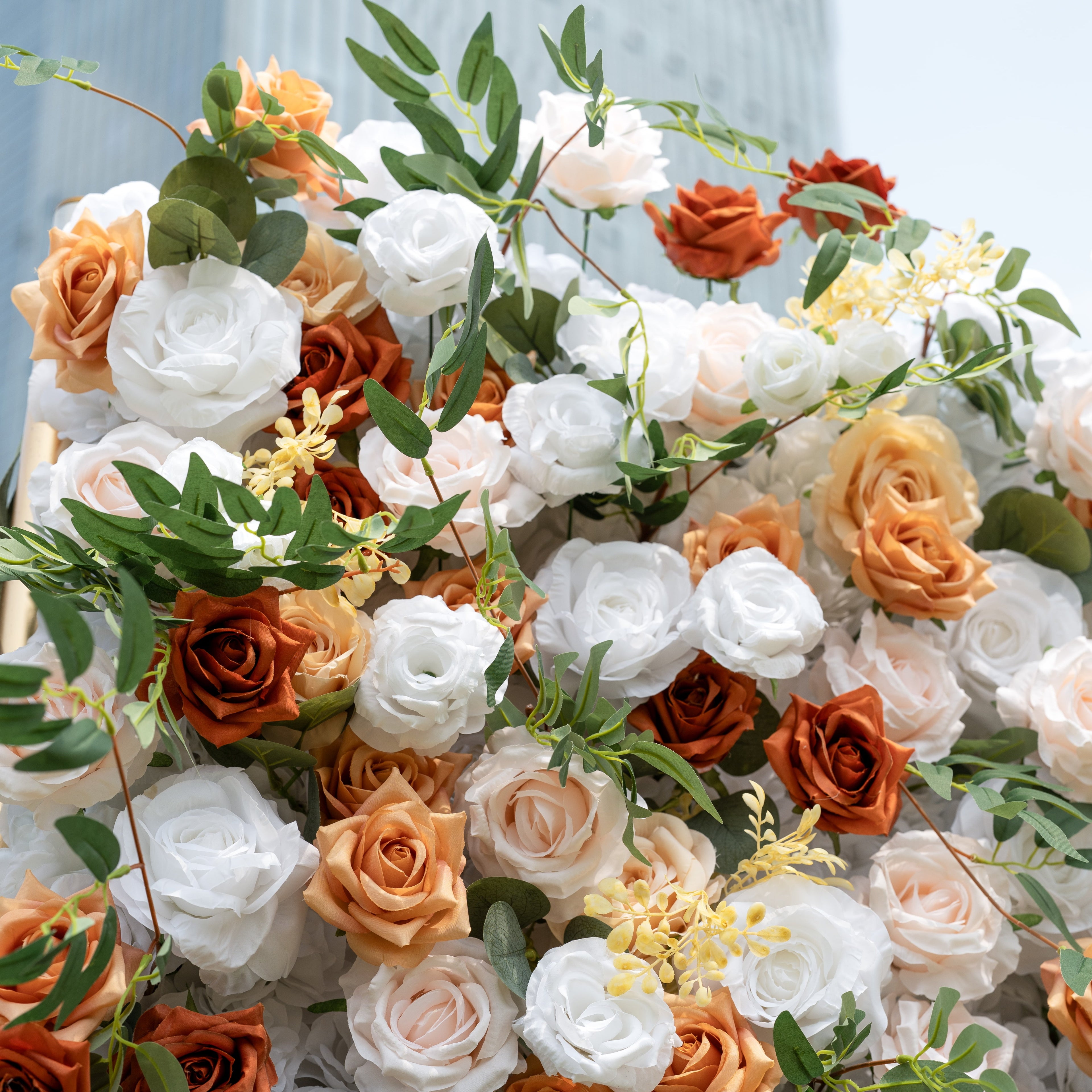 Valar Flowers Terracotta & Blush Rose Flower Wall Backdrop: Warm Rustic Bloom Display- VF-831