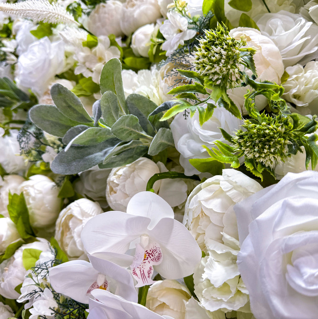 Roll Up Fabric Gorgeous Artificial Flower Wall - The White & Green  Epitome of Wedding and Event Decoration-VF-801