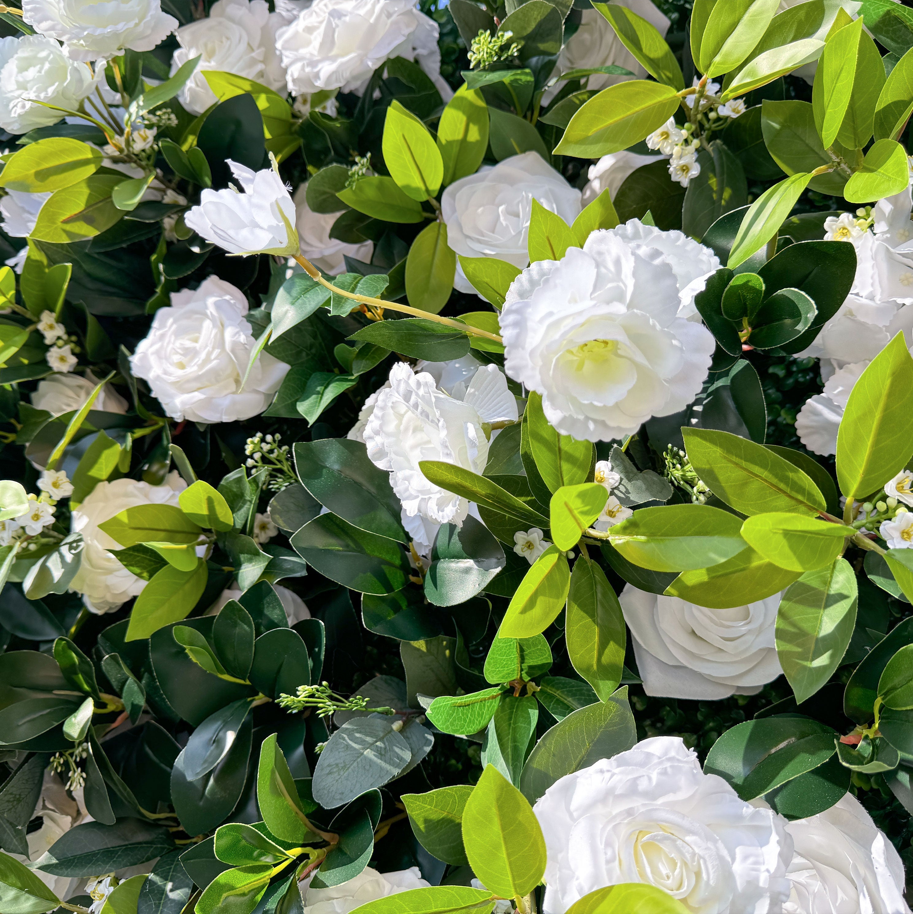 Enchanting White & Green Artificial Flower Wall - The Heart - Stealer for Wedding and Event Decor-VF-802