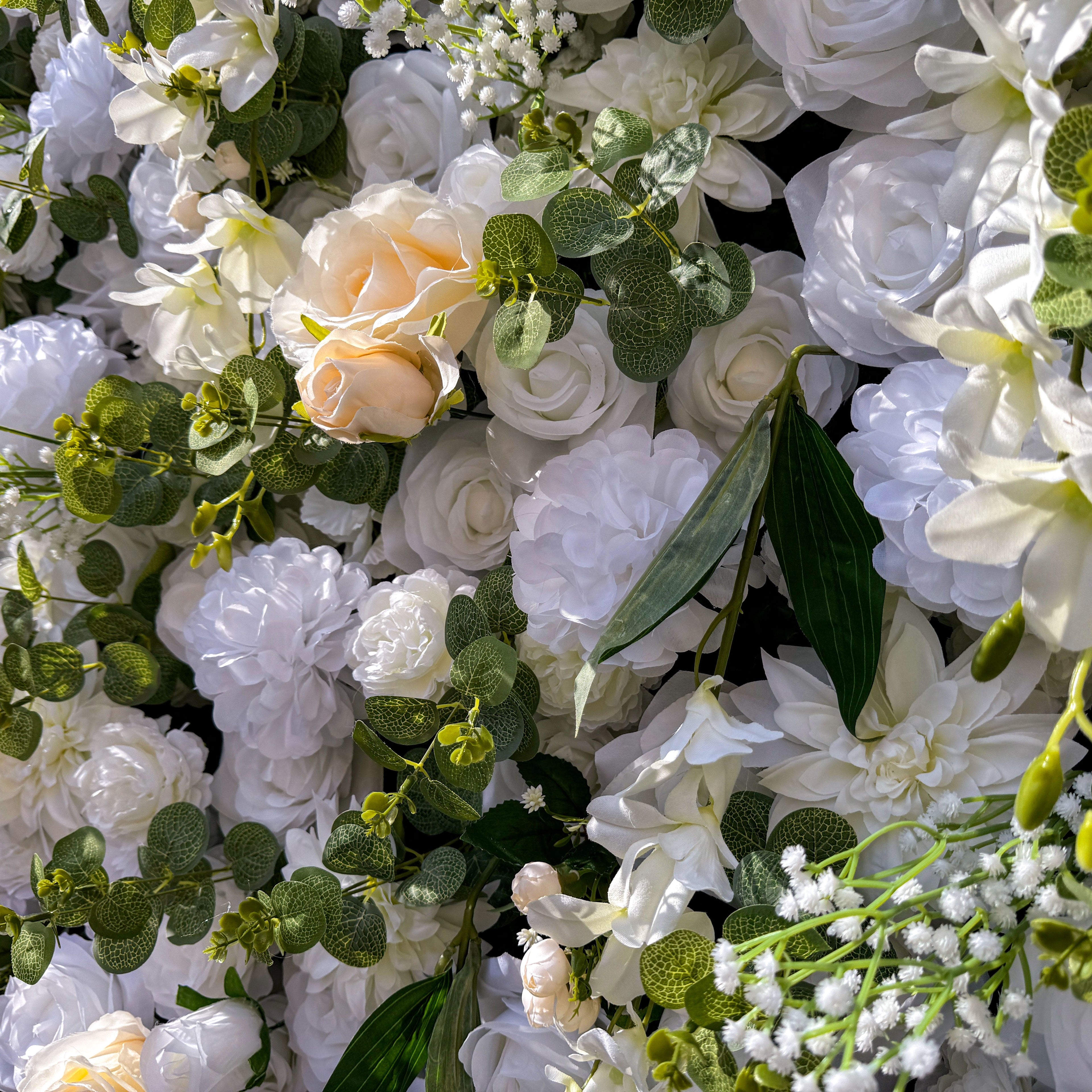 Exquisite All - White Artificial Flower Wall - The Epitome of Elegant and Romantic Style for Weddings and Events-VF-805