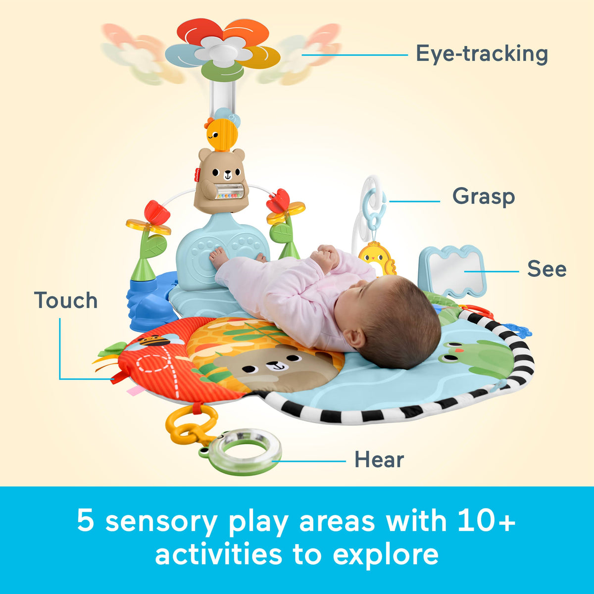 Fisher-Price 3-in-1 Kick & Sway Activity Gym, Baby Play Mat & Sensory Toys For Newborn Developmental Play