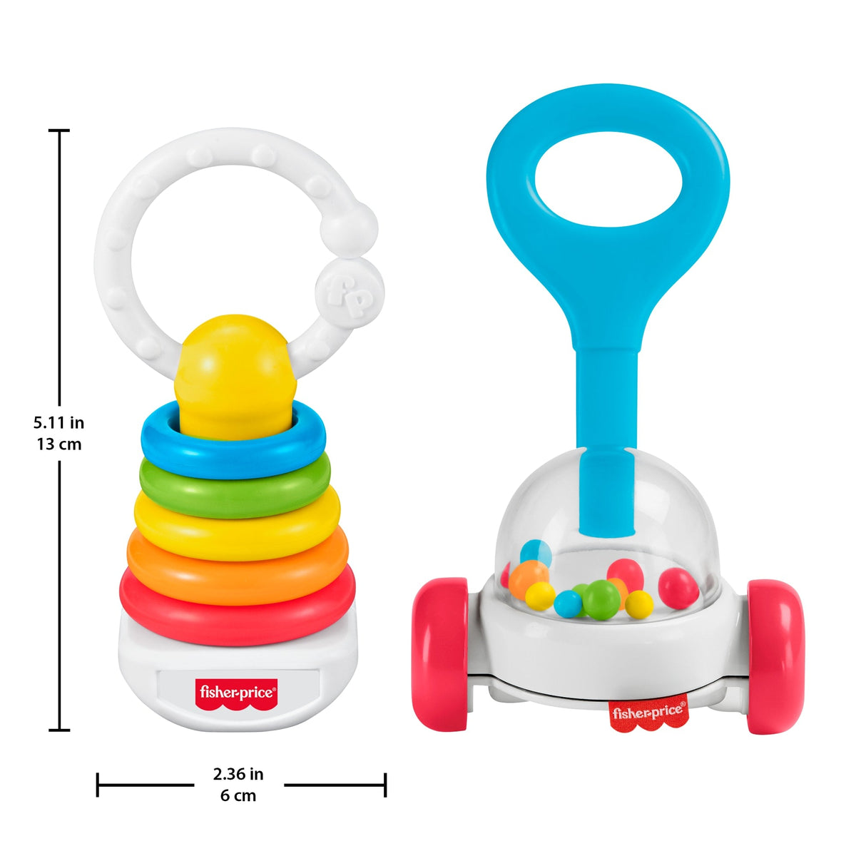 Fisher-Price Newborn Classic 2-Pack, Baby Rattle & Sensory Activity Toys For Developmental Play