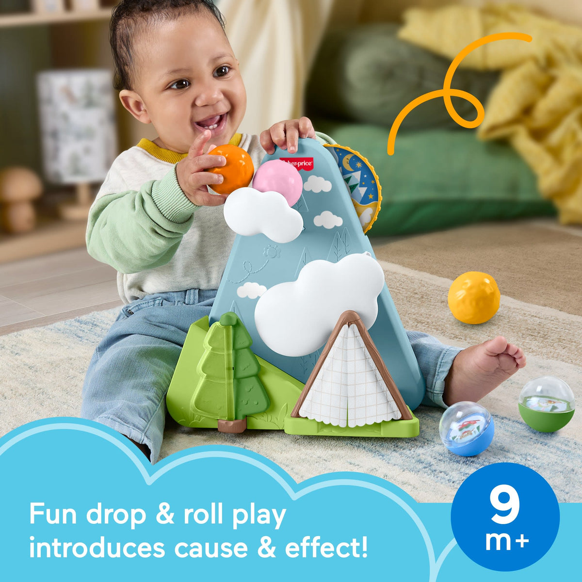 Fisher-Price Friendship Forest Ball Drop Mountain Developmental Activity Toy For Baby, 5 Balls