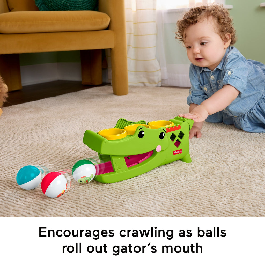 Fisher-Price Sit & Tap Rolligator, Pounding Activity Toy For Baby Crawling Play, 3 Balls & Hammer