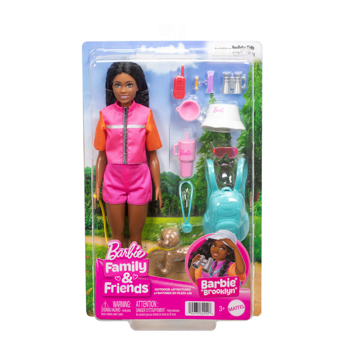Barbie “Brooklyn” Outdoor Adventures Fashion Doll With 10+ Camping-Themed Accessories including Pet