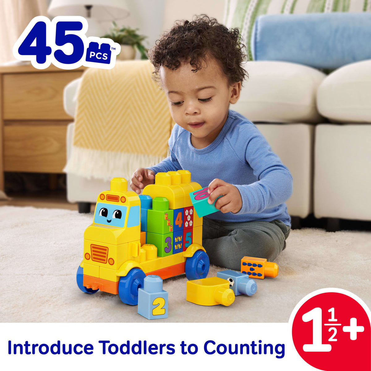 MEGA BLOKS First Builders Build & Count Bus Block Toy (45 Pieces) For Toddler