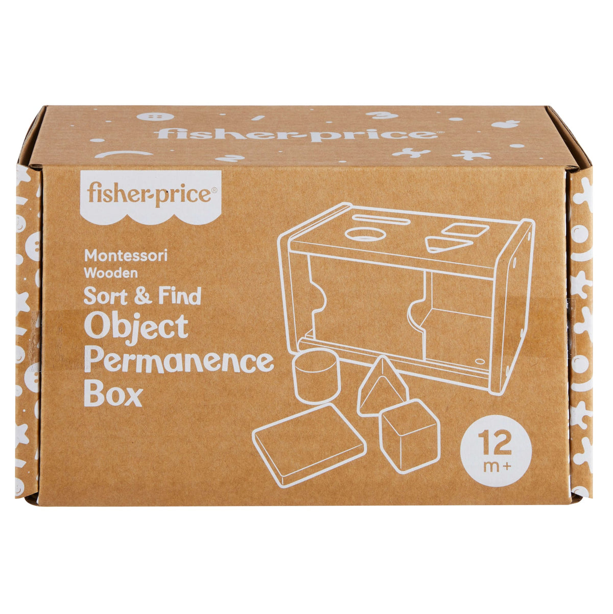 Fisher-Price Montessori Wooden Sort & Find Object Permanence Box, Baby Learning Toy