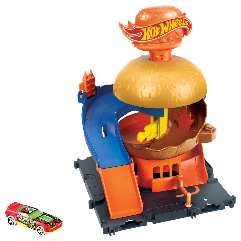 Hot Wheels City Pista de Juguete Tienda de Hamburguesas