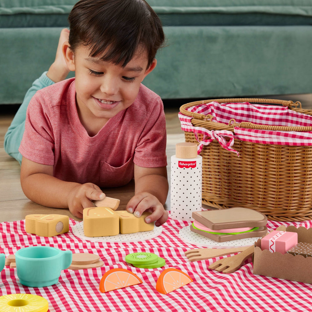 Fisher-Price Brinquedo para Bebês Cesta de Piquenique de Madeira