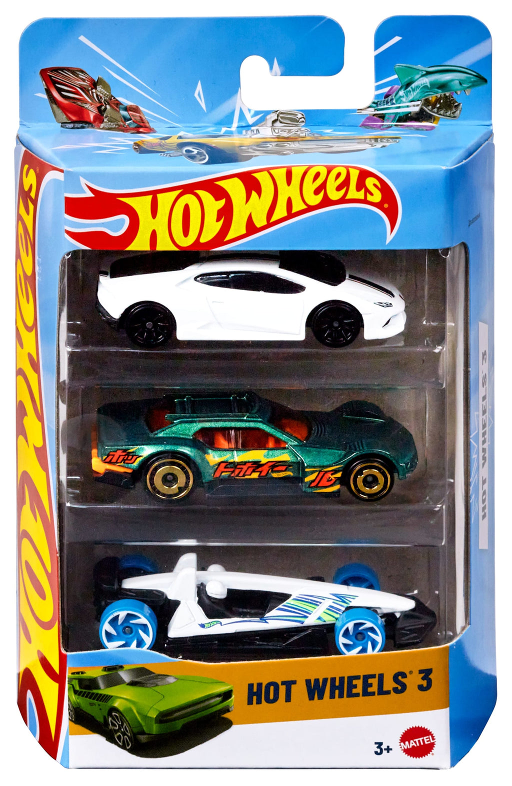 Hot Wheels 1:64 Scale Toy Cars & Trucks, 3-Pack