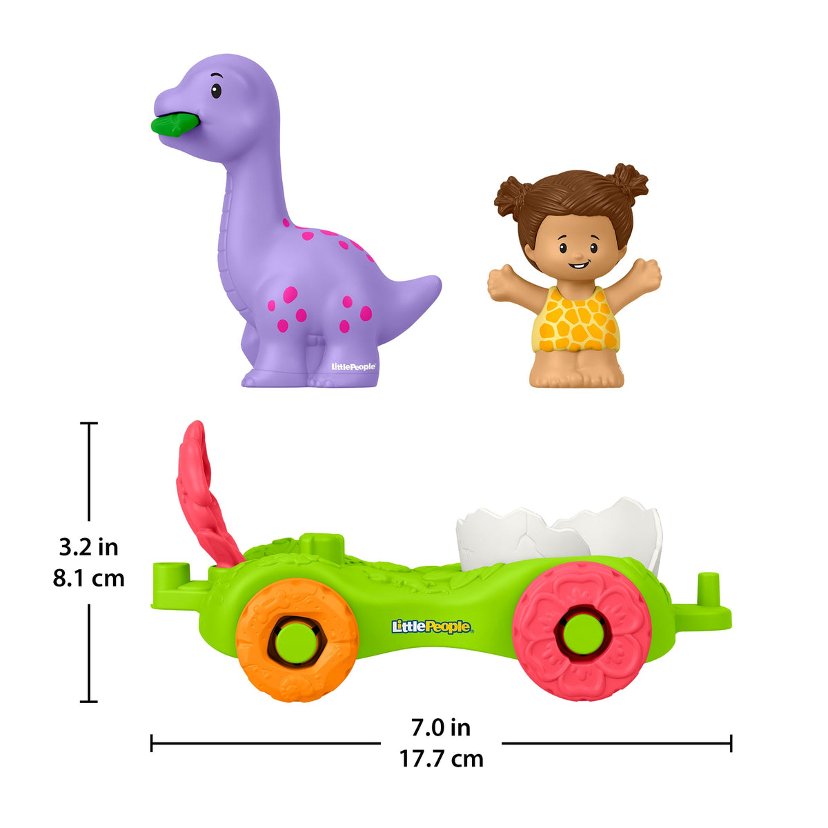 Fisher-Price Little People Dinosaur Parade Egg Car & Figure Set Toddler Toy, 3 Pieces