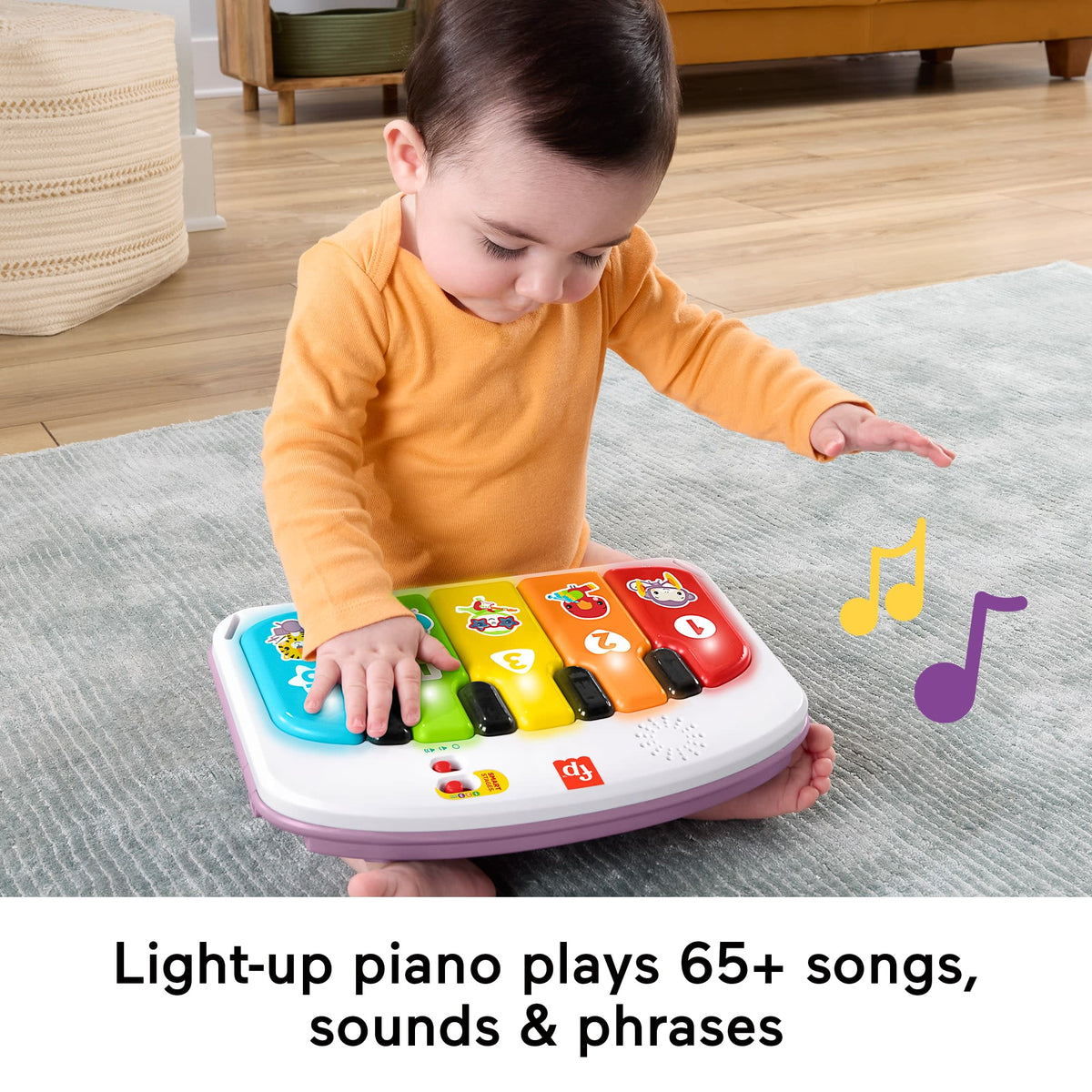 Fisher-Price Kick & Play Deluxe Sit-Me-Up Seat, Purple Monkey Baby Chair & Piano Learning Toy