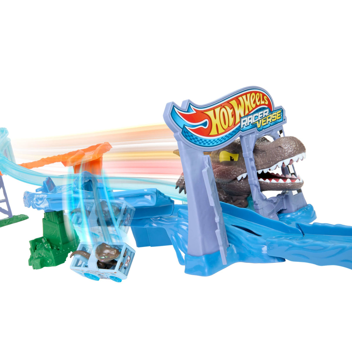 Hot Wheels RacerVerse Pista de Juguete Jurassic World