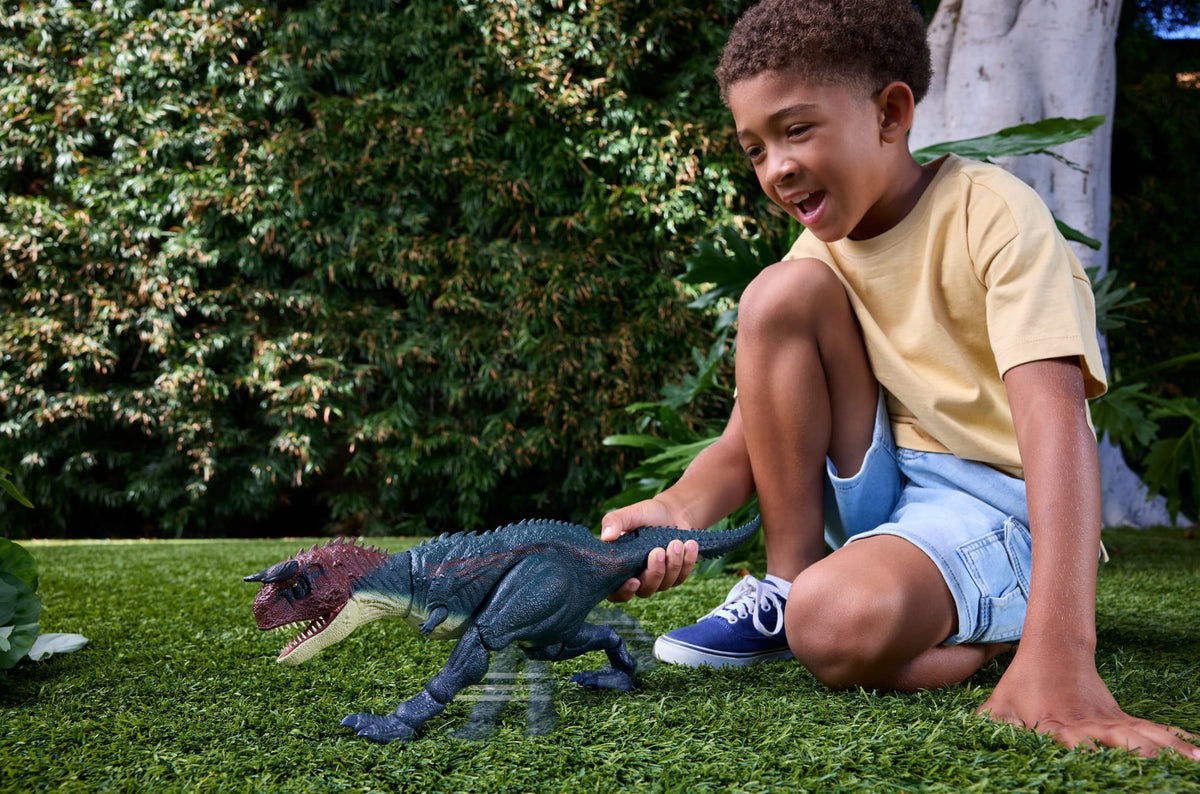 Jurassic World Carnotaure Attaque et Morsure Figurine Dino Articulée