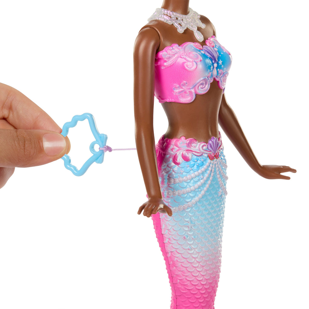 Barbie Bubble Sparkle Mermaid Doll With Bubble-Making Feature, Includes Bubble Solution & Hairbrush