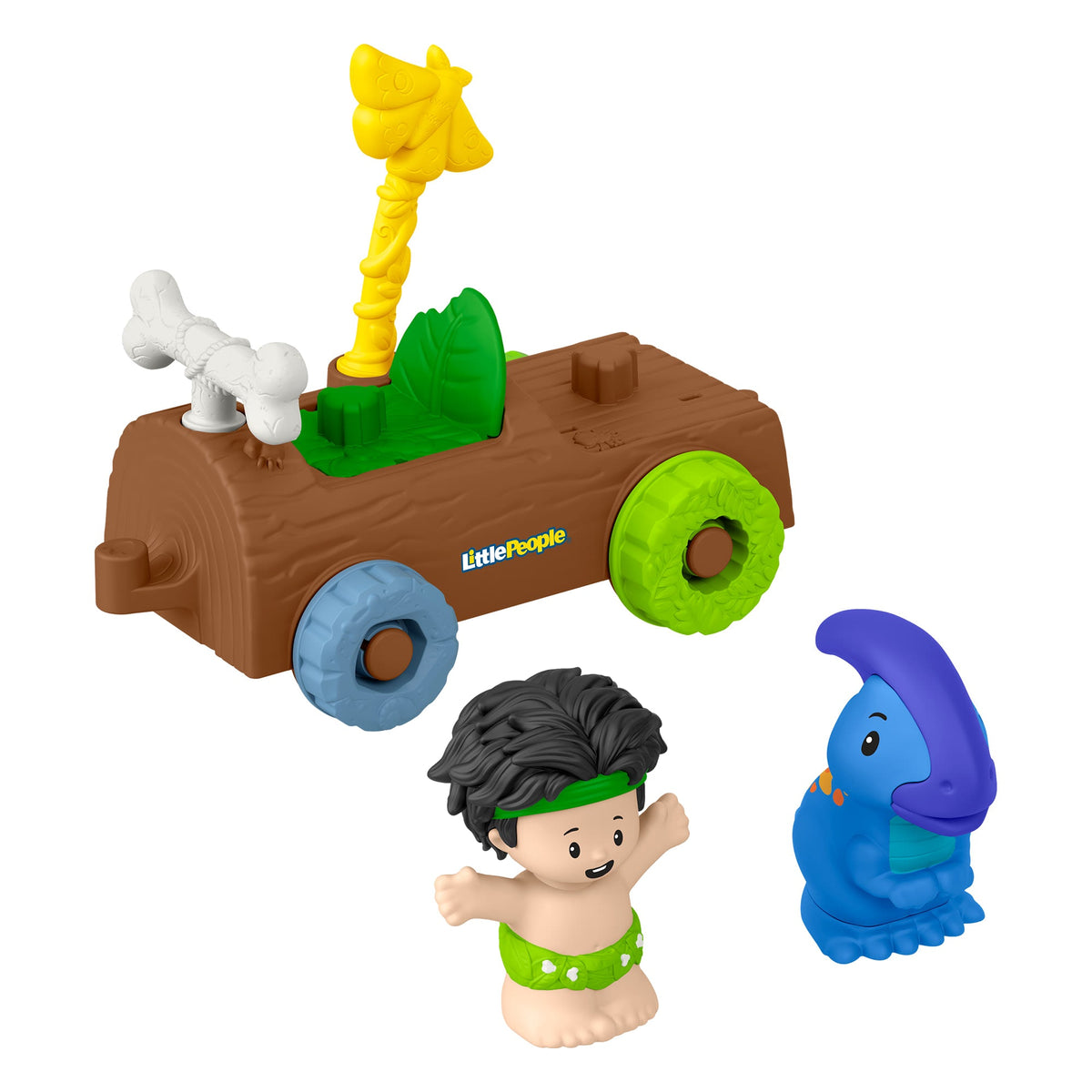 Fisher-Price Little People Dinosaur Parade Log Car & Figure Set Toddler Toy, 3 Pieces