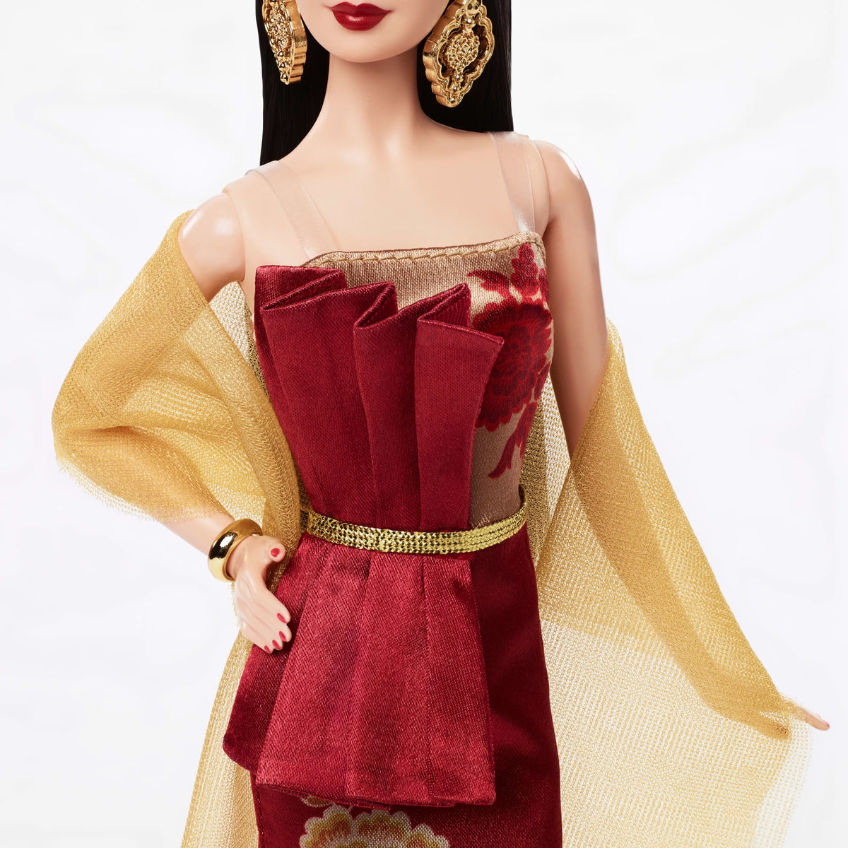 Barbie Signature Lunar New Year Fashion Doll, Red Dress With Golden Peonies, Collectible Holiday Gift