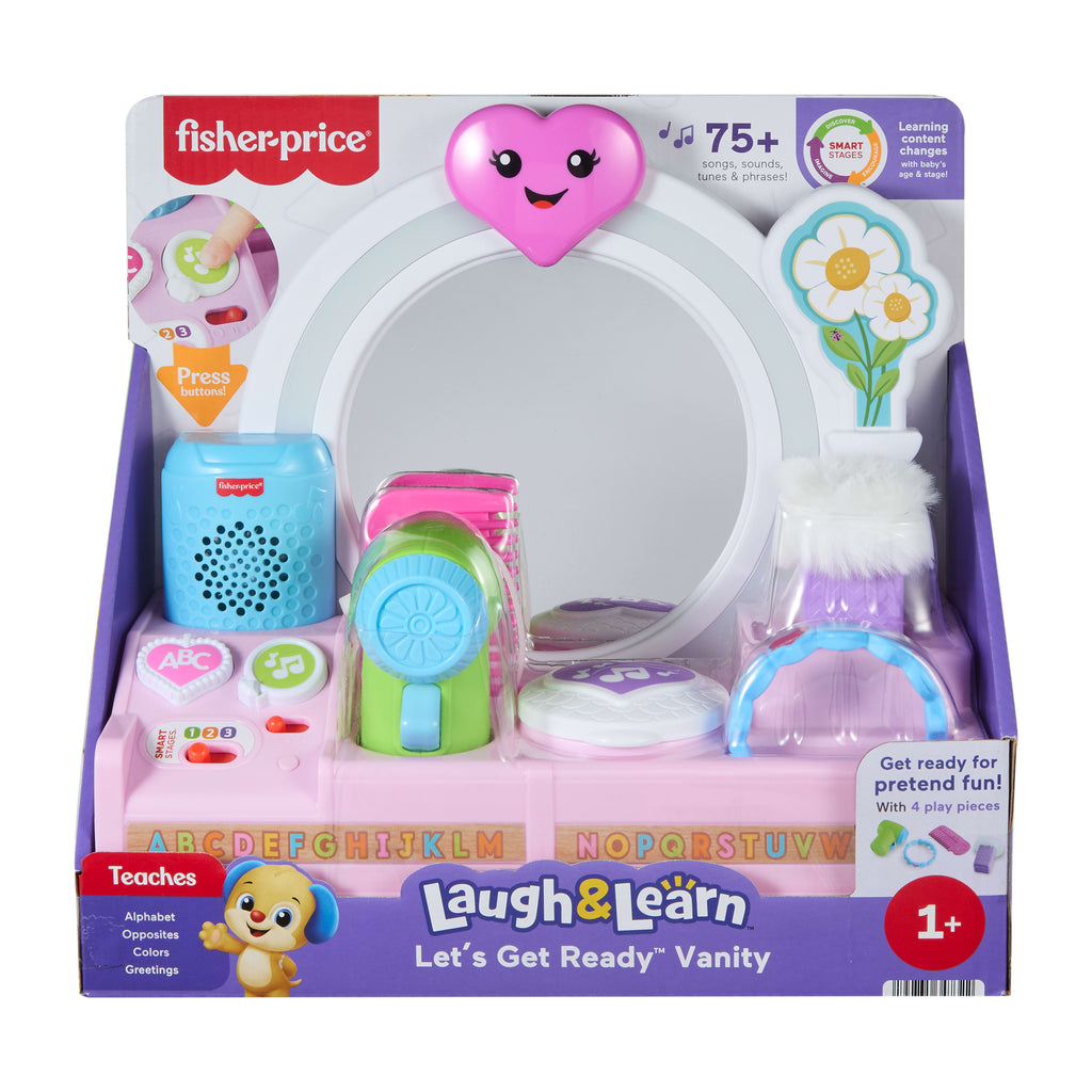 Fisher-Price Laugh & Learn Let's Get Ready Vanity Musical Playset For Baby & Toddler, 4 Play Pieces