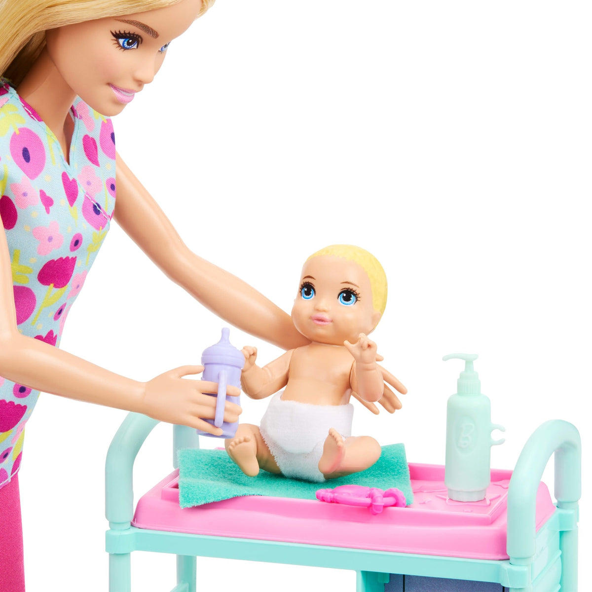 Barbie Métiers-Coffret Barbie Pédiatre-Poupée Blonde et 2 Poupées Bébés