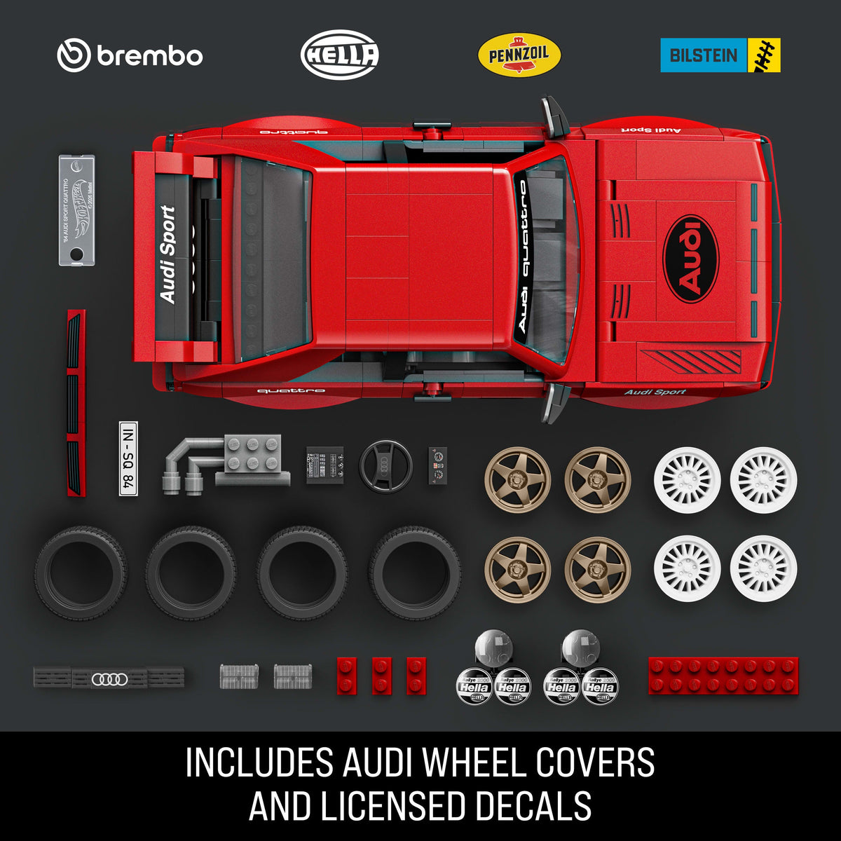 Mattel Brick Shop Hot Wheels ’84 Audi Sport Quattro Building Toy Kit (864 Pieces), For Collectors