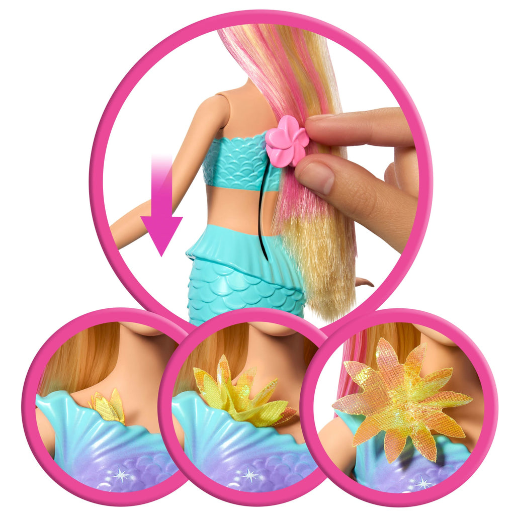 Barbie Fantasia Boneca Sereia com Transformação de Flor Cabelo Rosa