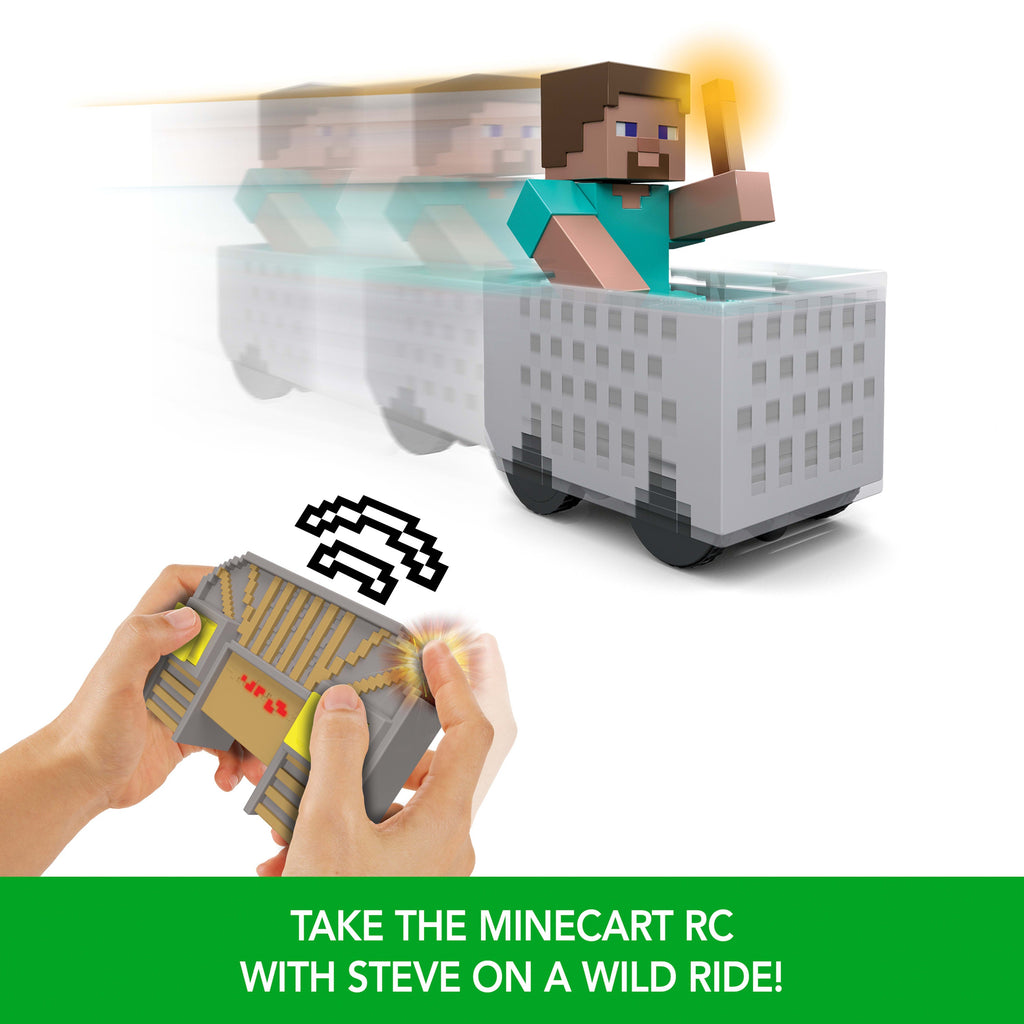 Minecraft Minecart RC & Steve, Wheelie Stunt & Turbo Boost, Lights & Digital Item Code