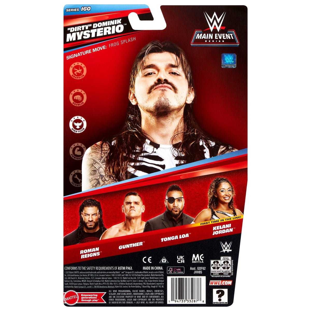 WWE “Dirty” Dominik Mysterio Action Figure, Main Event Series #160, 6-Inch Collectible With Articulation