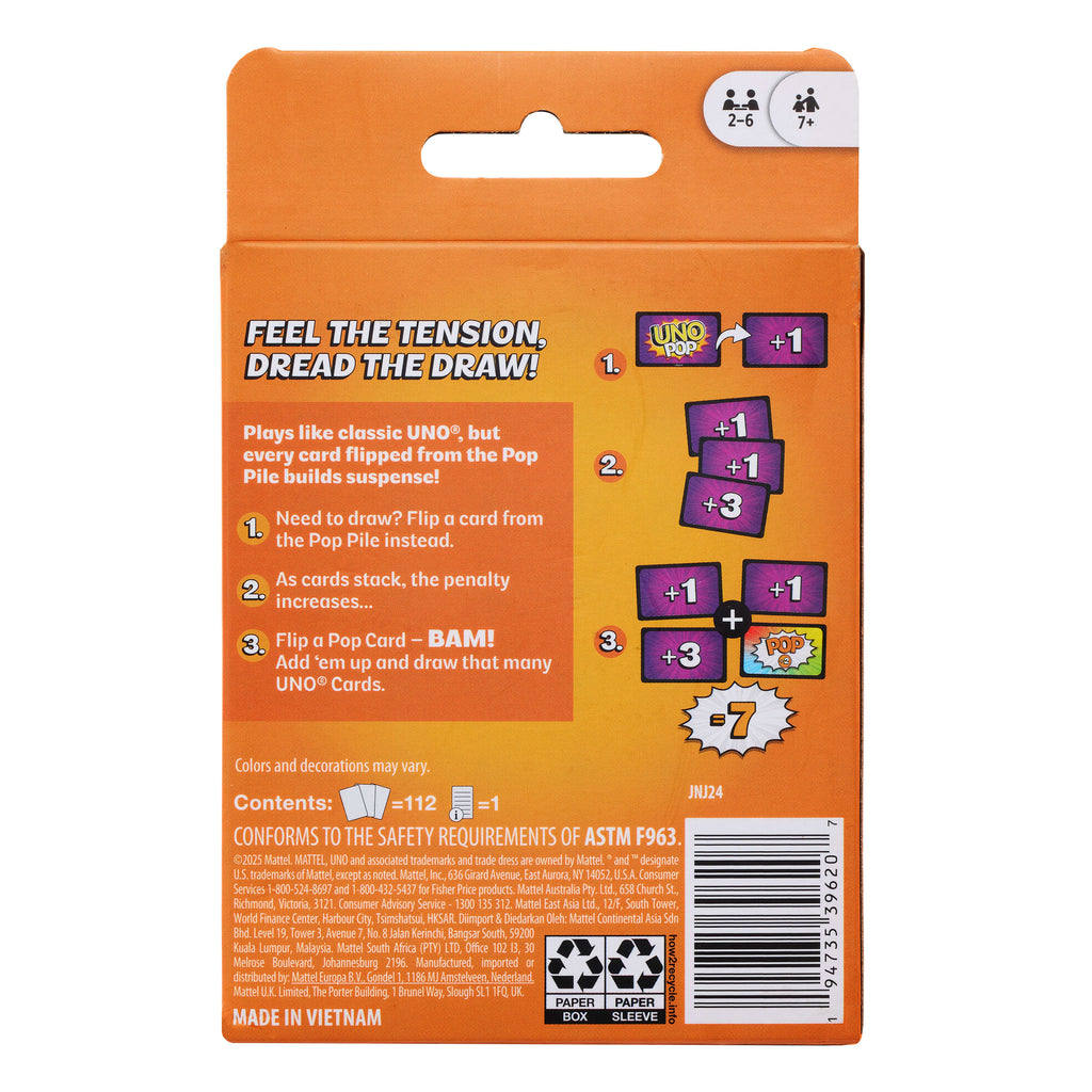 UNO Pop Card Game For Kids, Adult & Family Nights, 2-6 Players Ages 7+