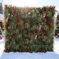 ValarFlowers Christmas Themed Floral Wall Backdrop: Festive Evergreen & Red Rose Masterpiece for Holiday Events & Decor-VF-491-2
