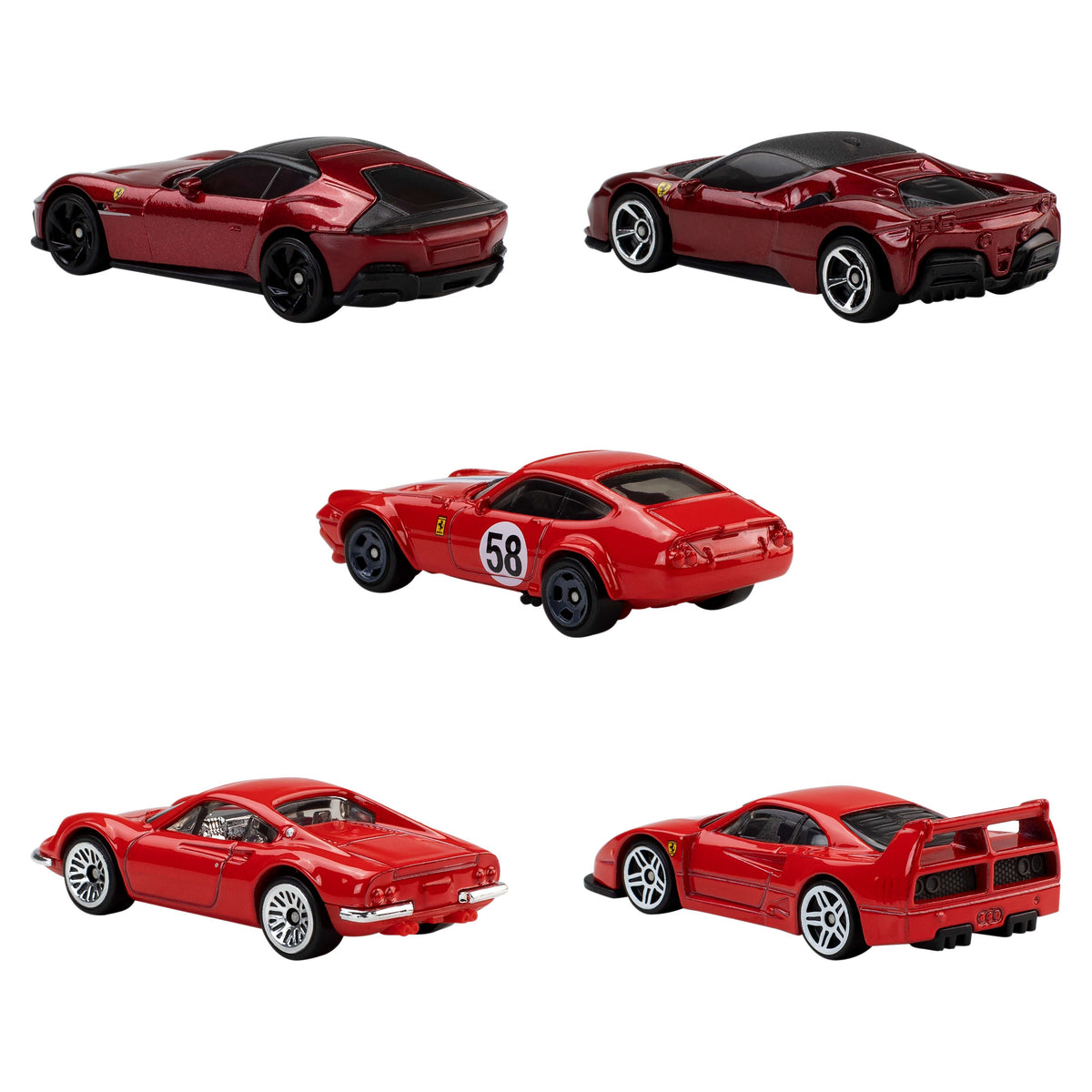 Hot Wheels Diecast Vehículo de Juguete Paquete de 5 autos Rosso
