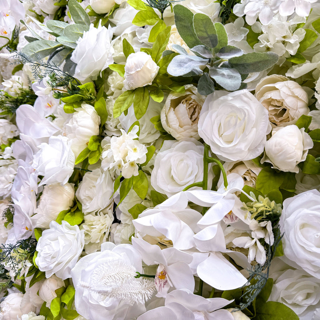 Roll Up Fabric Gorgeous Artificial Flower Wall - The White & Green  Epitome of Wedding and Event Decoration-VF-801
