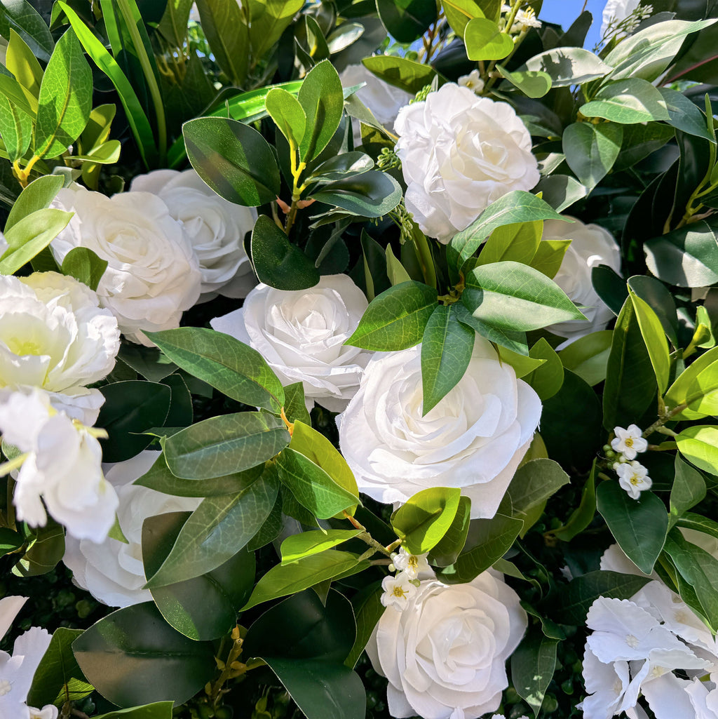 Enchanting White & Green Artificial Flower Wall - The Heart - Stealer for Wedding and Event Decor-VF-802