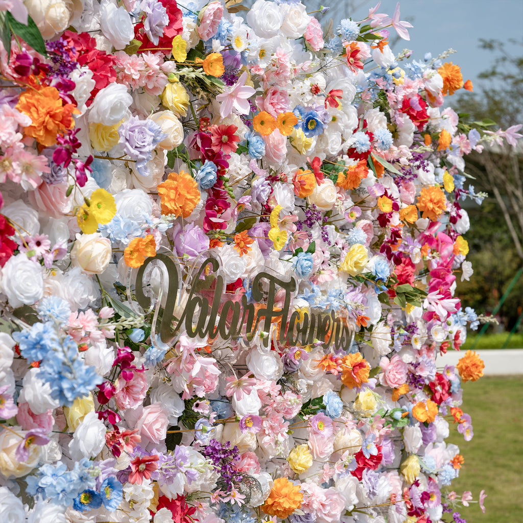 ValarFlowers Vibrant and Lush Multicolored Artificial Flower Wall VF-811-2