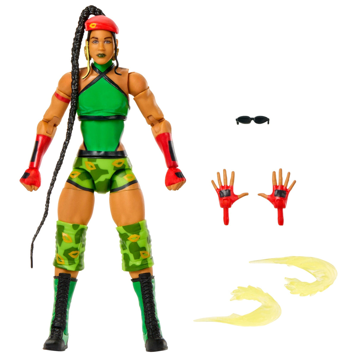 WWE X Street Fighter Bianca Belair Action Figure & Accessories, 6-Inch Collectible Cammy Mashup Set