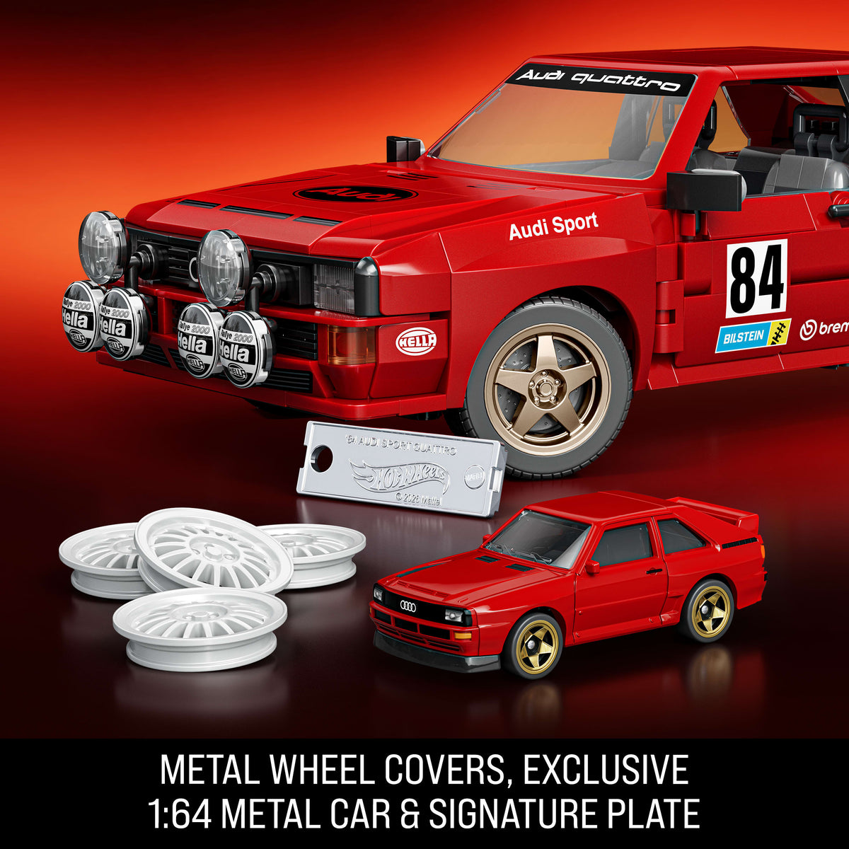 Mattel Brick Shop Hot Wheels ’84 Audi Sport Quattro Building Toy Kit (864 Pieces), For Collectors