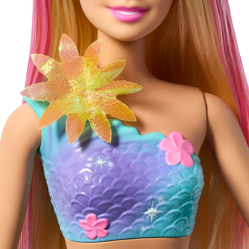 Barbie Flower Magic Mermaid Toy Doll With Surprise Blooming Flowers Feature & Pearl Headband Accessory