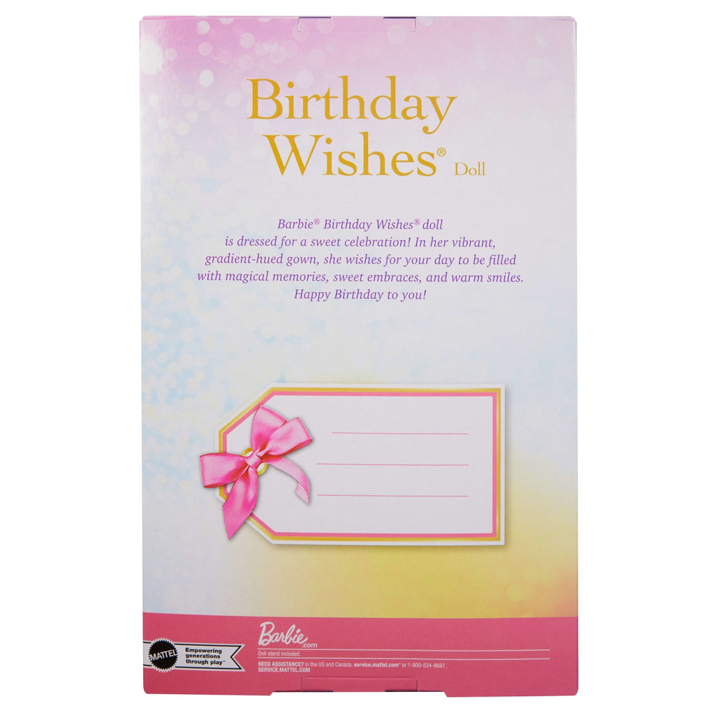 Barbie Signature Birthday Wishes Fashion Doll in Dress With Pastel Rainbow Effect, Collectible Gift