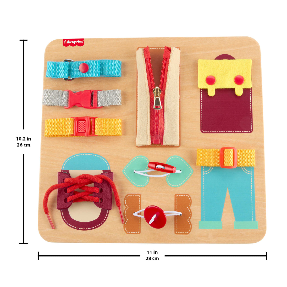 Fisher-Price Montessori Wooden Dressing Busy Board Learning Activity For Kids