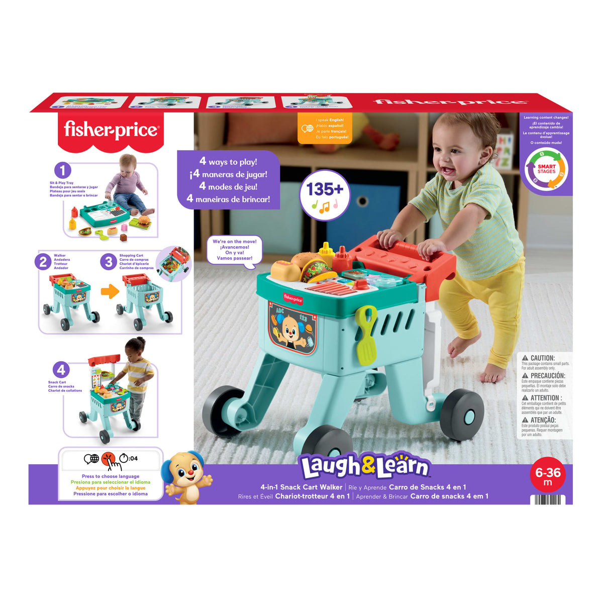 Fisher-Price® Rires et Éveil Chariot Trotteur 4 en 1