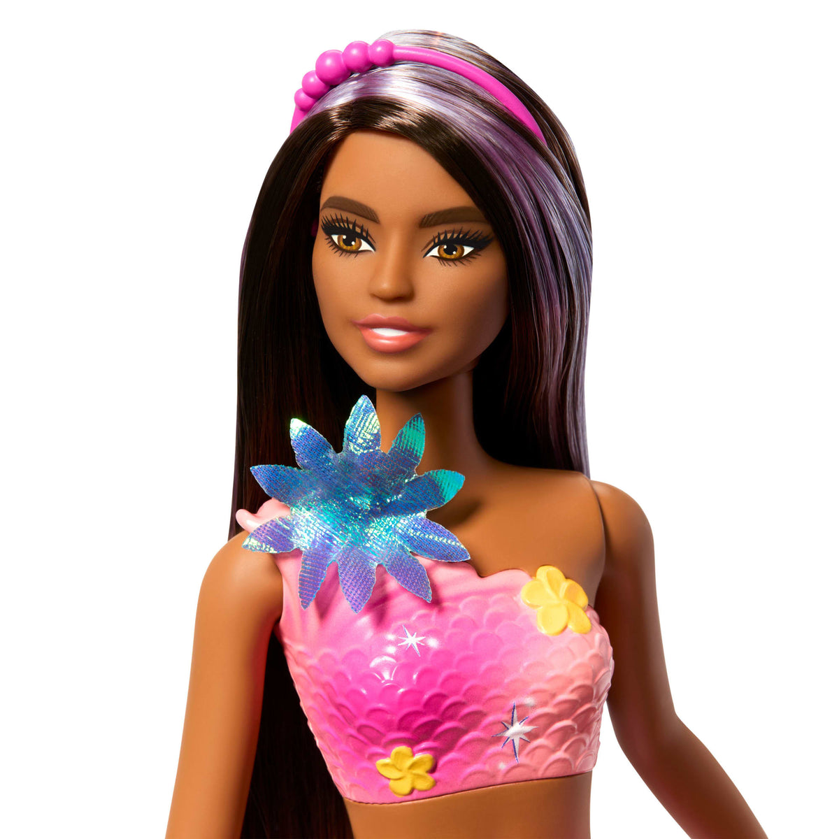 Barbie Flower Magic Mermaid Toy Doll With Surprise Blooming Flowers Feature & Pearl Headband Accessory